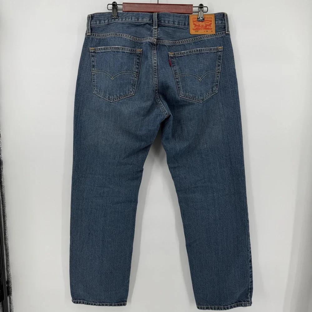 Levi's 559 Relaxed Straight Jeans Mens 36x32 Blue Medium Wash Denim Utility Work